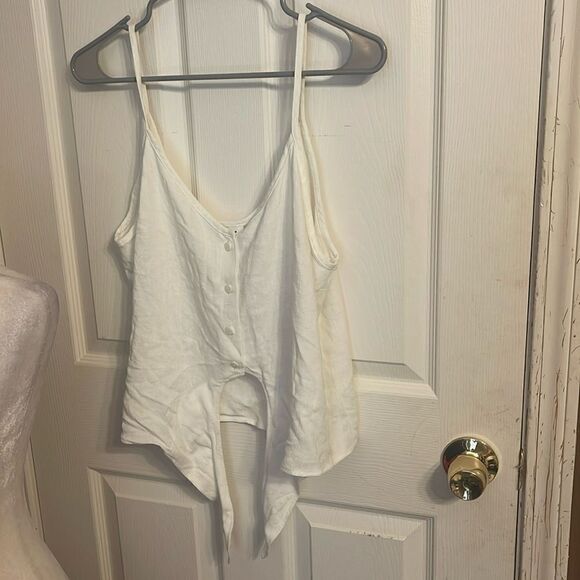 NWT TopShop Polly Tie -Front Button up crop top camisole size 10 - Picture 1 of 6